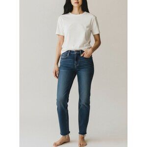 Pacsun Womens Distressed Blue Denim Jeans Size 26 High Rise Frayed Hem 5-Pocket
